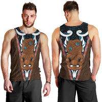 New Zealand Whakairo Men Tank Top Tiki Maori Carving Taniko Motifs LT14 - Polynesian Pride