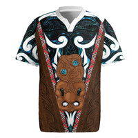 New Zealand Whakairo Rugby Jersey Tiki Maori Carving Taniko Motifs LT14 Multicolor - Polynesian Pride