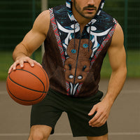 New Zealand Whakairo Sleeveless Zip Hoodie Tiki Maori Carving Taniko Motifs LT14 - Polynesian Pride