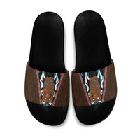 New Zealand Whakairo Slide Sandals Tiki Maori Carving Taniko Motifs LT14 Multicolor - Polynesian Pride