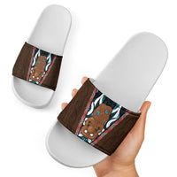 New Zealand Whakairo Slide Sandals Tiki Maori Carving Taniko Motifs LT14 - Polynesian Pride