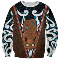 New Zealand Whakairo Sweatshirt Tiki Maori Carving Taniko Motifs LT14 Unisex Multicolor - Polynesian Pride