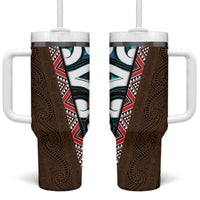 New Zealand Whakairo Tumbler With Handle Tiki Maori Carving Taniko Motifs LT14 One Size: 40 oz Multicolor - Polynesian Pride