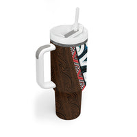 New Zealand Whakairo Tumbler With Handle Tiki Maori Carving Taniko Motifs LT14 - Polynesian Pride