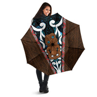 New Zealand Whakairo Umbrella Tiki Maori Carving Taniko Motifs LT14 - Polynesian Pride