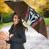 New Zealand Whakairo Umbrella Tiki Maori Carving Taniko Motifs LT14 - Polynesian Pride
