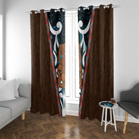 New Zealand Whakairo Window Curtain Tiki Maori Carving Taniko Motifs LT14 With Grommets Multicolor - Polynesian Pride