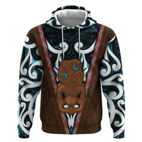 New Zealand Whakairo Zip Hoodie Tiki Maori Carving Taniko Motifs LT14 Pullover Hoodie Multicolor - Polynesian Pride