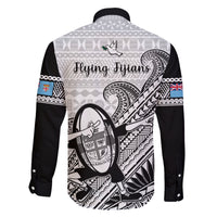 Fiji Tapa Rugby Family Matching Off Shoulder Long Sleeve Dress and Hawaiian Shirt Flying Fijian 2023 World Cup With Dabbing Ball LT14 - Polynesian Pride