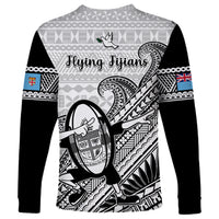 Fiji Tapa Rugby Long Sleeve Shirt Flying Fijian 2023 World Cup With Dabbing Ball LT14 - Polynesian Pride