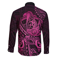 Polynesia Breast Cancer Awareness Family Matching Off Shoulder Maxi Dress and Hawaiian Shirt No One Fights Alone Pink Ribbon With Butterfly LT14 - Polynesian Pride