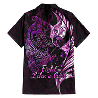 Personalised New Zealand Breast Cancer Family Matching Off Shoulder Maxi Dress and Hawaiian Shirt Fight Like A Girl Pink Manaia Fern With Paua Shell LT14 - Polynesian Pride