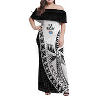 Custom Fiji Rugby Family Matching Off Shoulder Maxi Dress and Hawaiian Shirt Go Champions Fijian Tapa Cloth
