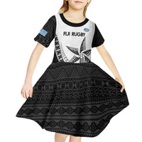 Custom Fiji Rugby Kid Short Sleeve Dress Go Champions Fijian Tapa Cloth LT14 - Polynesian Pride