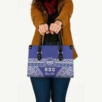Personalised Queen Salote College Leather Bag Kolisi Fefine 100th Anniversary Kupesi Blue LT14 - Polynesian Pride