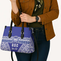 Personalised Queen Salote College Leather Bag Kolisi Fefine 100th Anniversary Kupesi Blue LT14 - Polynesian Pride