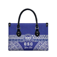 Personalised Queen Salote College Leather Bag Kolisi Fefine 100th Anniversary Kupesi Blue LT14 - Polynesian Pride