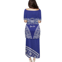 Personalised Queen Salote College Puletasi Kolisi Fefine 100th Anniversary Kupesi Blue - Polynesian Pride