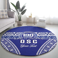 Personalised Queen Salote College Round Carpet Kolisi Fefine 100th Anniversary Kupesi Blue - Polynesian Pride
