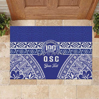 Personalised Queen Salote College Rubber Doormat Kolisi Fefine 100th Anniversary Kupesi Blue - Polynesian Pride