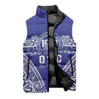 Personalised Queen Salote College Sleeveless Puffer Jacket Kolisi Fefine 100th Anniversary Kupesi Blue - Polynesian Pride