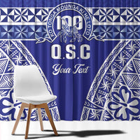 Personalised Queen Salote College Window Curtain Kolisi Fefine 100th Anniversary Kupesi Blue - Polynesian Pride