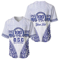 Personalised Queen Salote College Baseball Jersey Kolisi Fefine 100th Anniversary Kupesi White - Polynesian Pride
