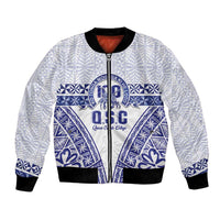 Personalised Queen Salote College Bomber Jacket Kolisi Fefine 100th Anniversary Kupesi White - Polynesian Pride