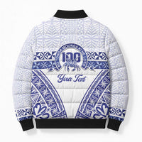 Personalised Queen Salote College Bomber Puffer Jacket Kolisi Fefine 100th Anniversary Kupesi White - Polynesian Pride