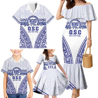 Personalised Queen Salote College Family Matching Mermaid Dress and Hawaiian Shirt Kolisi Fefine 100th Anniversary Kupesi White - Polynesian Pride