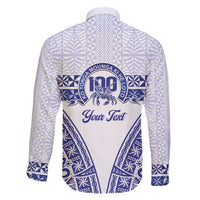 Personalised Queen Salote College Family Matching Off Shoulder Maxi Dress and Hawaiian Shirt Kolisi Fefine 100th Anniversary Kupesi White - Polynesian Pride