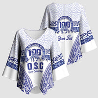 Personalised Queen Salote College Kimono Sleeve Blouse Kolisi Fefine 100th Anniversary Kupesi White - Polynesian Pride