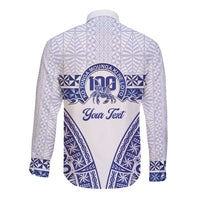 Personalised Queen Salote College Long Sleeve Button Shirt Kolisi Fefine 100th Anniversary Kupesi White - Polynesian Pride