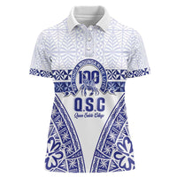 Personalised Queen Salote College Women Polo Shirt Kolisi Fefine 100th Anniversary Kupesi White - Polynesian Pride