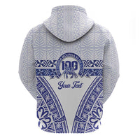 Personalised Queen Salote College Zip Hoodie Kolisi Fefine 100th Anniversary Kupesi White - Polynesian Pride