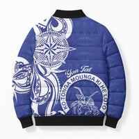 Personalised Queen Salote College Bomber Puffer Jacket QSC Est 1926 Ngatu Pattern - Polynesian Pride