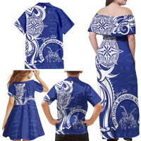 Personalised Queen Salote College Family Matching Off Shoulder Maxi Dress and Hawaiian Shirt QSC Est 1926 Ngatu Pattern - Polynesian Pride
