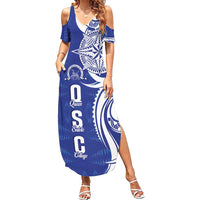 Personalised Queen Salote College Family Matching Summer Maxi Dress and Hawaiian Shirt QSC Est 1926 Ngatu Pattern - Polynesian Pride