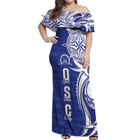 Personalised Queen Salote College Off Shoulder Maxi Dress QSC Est 1926 Ngatu Pattern - Polynesian Pride