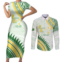 Personalised Samoa Ua Potopoto Couples Matching Short Sleeve Bodycon Dress and Long Sleeve Button Shirt SUP Est 2025 Samoan Pattern - Polynesian Pride