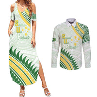 Personalised Samoa Ua Potopoto Couples Matching Summer Maxi Dress and Long Sleeve Button Shirt SUP Est 2025 Samoan Pattern - Polynesian Pride
