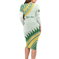 Personalised Samoa Ua Potopoto Family Matching Long Sleeve Bodycon Dress and Hawaiian Shirt SUP Est 2025 Samoan Pattern - Polynesian Pride