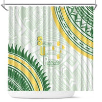 Samoa Ua Potopoto Shower Curtain SUP Est 2025 Samoan Pattern - Polynesian Pride
