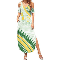 Personalised Samoa Ua Potopoto Summer Maxi Dress SUP Est 2025 Samoan Pattern - Polynesian Pride