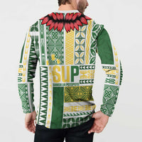 Samoa Uniting Party Button Sweatshirt SUP Est 2025 Siapo Pattern - Polynesian Pride