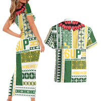 Samoa Uniting Party Couples Matching Short Sleeve Bodycon Dress and Hawaiian Shirt SUP Est 2025 Siapo Pattern - Polynesian Pride