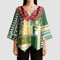 Samoa Uniting Party Kimono Sleeve Blouse SUP Est 2025 Siapo Pattern - Polynesian Pride