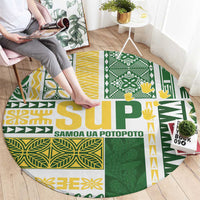 Samoa Uniting Party Round Carpet SUP Est 2025 Siapo Pattern - Polynesian Pride