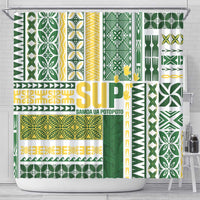 Samoa Uniting Party Shower Curtain SUP Est 2025 Siapo Pattern - Polynesian Pride