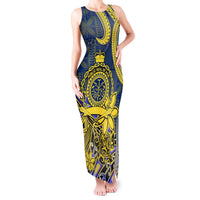 Niue Peniamina Gospel Day Tank Maxi Dress Unique Niean Hiapo LT14 Women Blue - Polynesian Pride